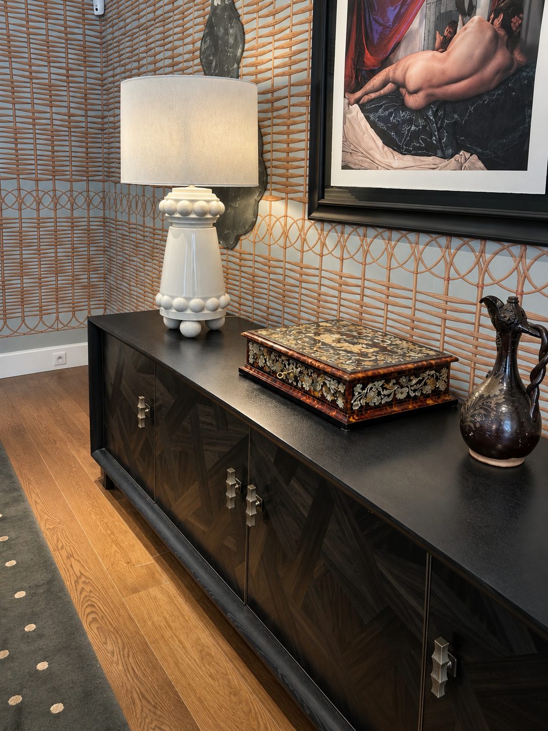 Titan cabinet in marquetry, black version — Pinto